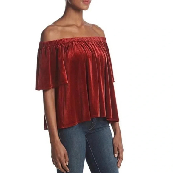 Philosophy Off the Shoulder Bright Christmas Red Top size Medium - Picture 1 of 7